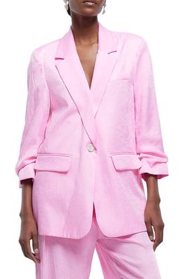 River Island Ruched Sleeve Blazer in Pink