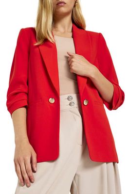 River Island Ruched Sleeve Blazer in Red