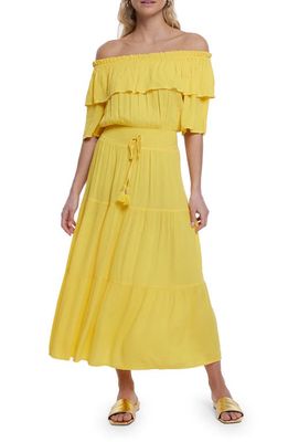 River Island Ruffle Smocked Waist Cover-Up Dress in Yellow