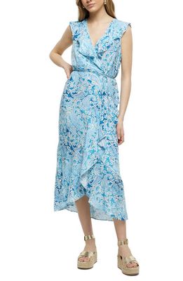 River Island Senorita Print High-Low Wrap Maxi Dress in Blue