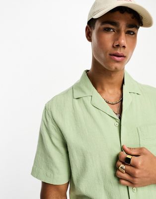 River Island short sleeve linen shirt in light green