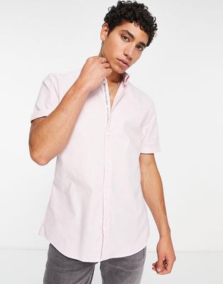 River Island short sleeve oxford shirt in pink
