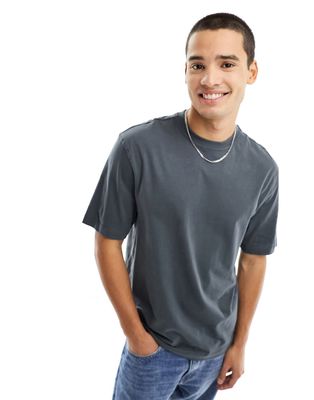 River Island short sleeve sleeve t-shirt in dark gray