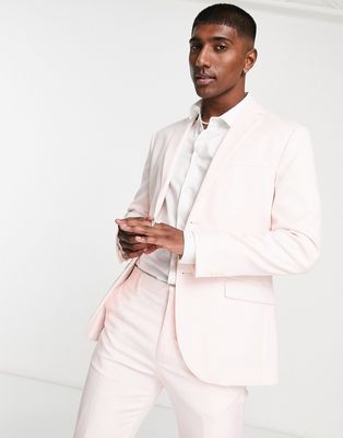 River Island skinny suit jacket in light pink