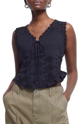 River Island Sleeveless Lace Corset Top in Black