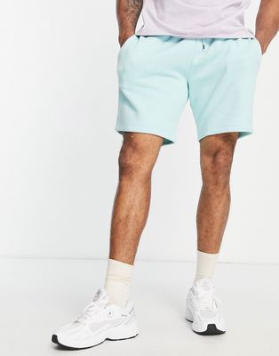 River Island slim jersey shorts in blue