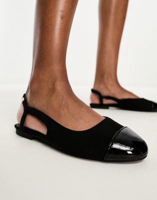 River Island sling back ballerina shoes in black