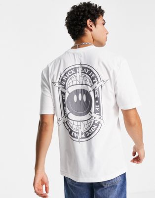 River Island smile print t-shirt in white
