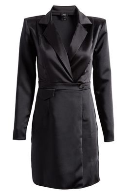 River Island Sofia Long Sleeve Satin Blazer Dress in Black