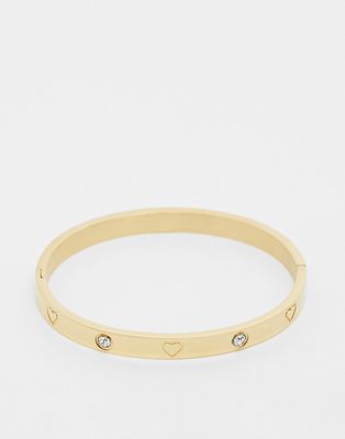 River Island stainless steel heart bangle in gold