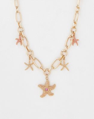 River Island starfish necklace in gold tone