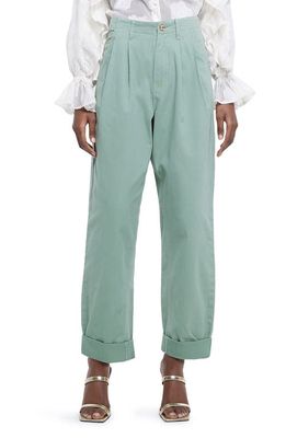 River Island Straight Leg Cotton Trousers in Green