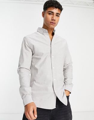 River Island stretch oxford shirt in gray