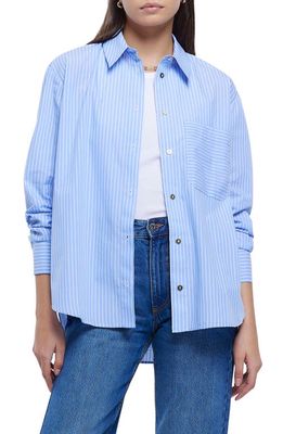 River Island Stripe Boyfriend Button-Up Shirt in Blue