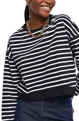 River Island Stripe Crop Sweatshirt in Black