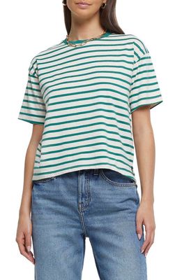 River Island Stripe Drop Shoulder Cotton T-Shirt in Green