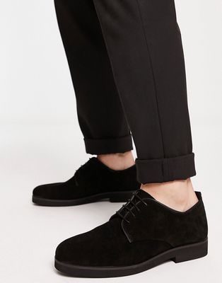 River Island suede casual lace up shoes in black