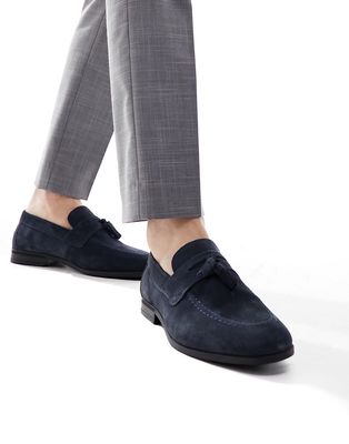 River Island suede tassel loafers in navy