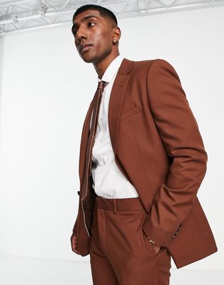 River Island suit jacket in rust-Red