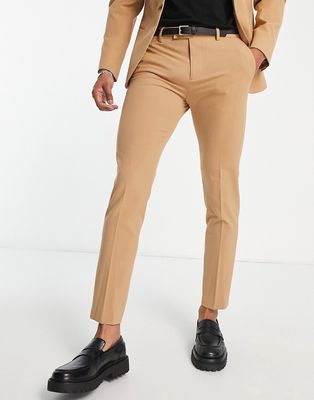 River Island super skinny suit pants in light brown