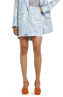 River Island Swirl Print Miniskirt in Light Blue
