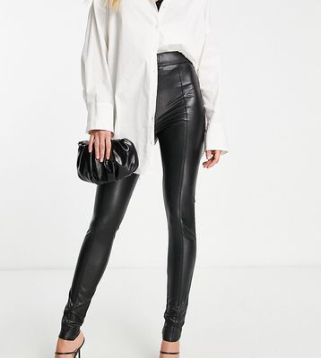 River Island Tall faux leather zip detail legging in black