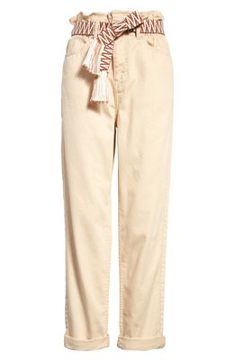 River Island Tapered Paperbag Waist Pull-On Pants in Ecru