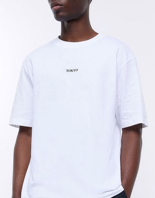 River Island Tokyo city T-shirt in white