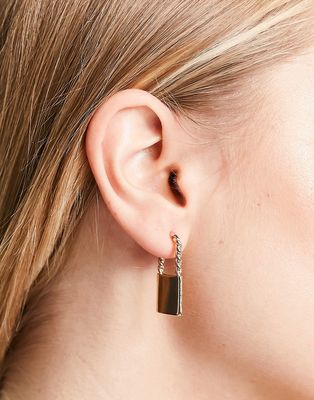 River Island twisted padlock earrings in gold