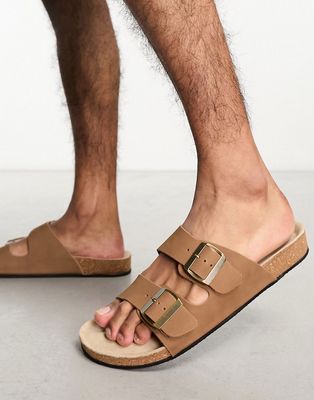 River Island two strap sandal in brown