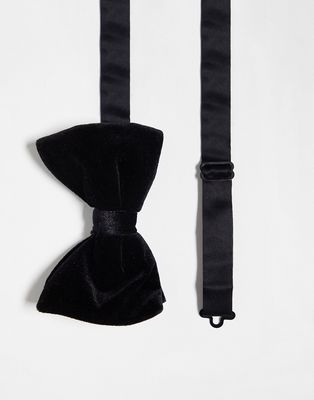 River Island velvet bow tie in black