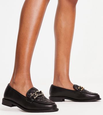 River Island Wide Fit chain detail loafer in black