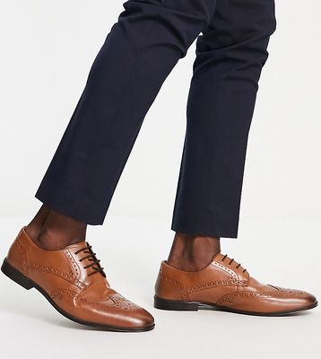 River Island wide fit lace up brogues in brown