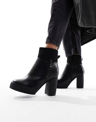 River Island wide fit zip heeled boots in black