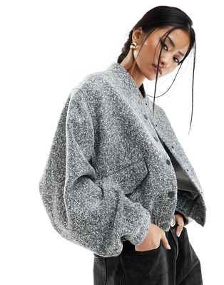 River Island wool bomber jacket in gray - part of a set
