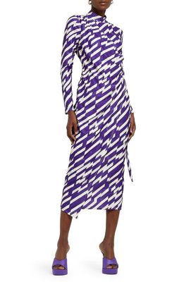River Island Wow Abstract Print Long Sleeve Midi Dress in Purple
