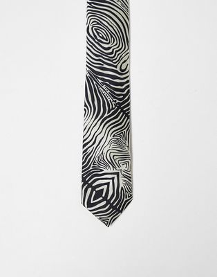 River Island zebra print tie in black