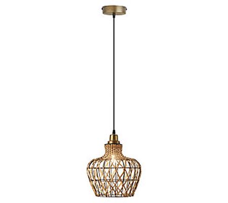River of Goods 10.25"W 1-Light Betsy Rattan an Metal Pendant