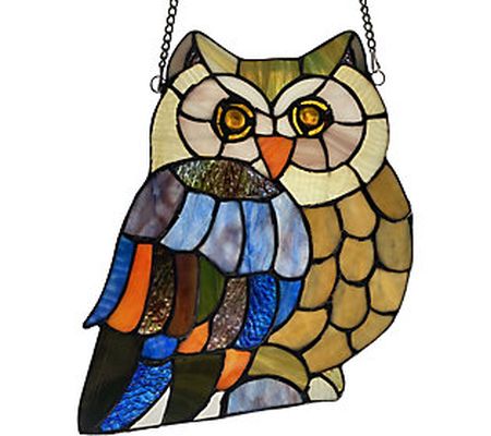 River of Goods 11" Stained Glass Owl Window Pan el