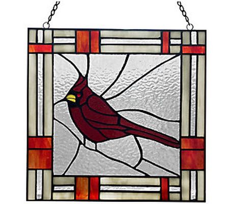 River of Goods 11"H Red Cardinal Stained Glass Window Panel