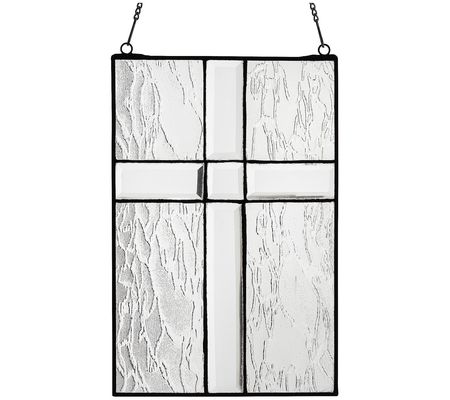River of Goods 12"H Beveled Cross Glass Window Panel