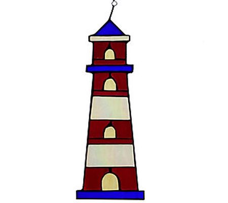 River of Goods 14.5"H Lighthouse Stained Glass Window Panel