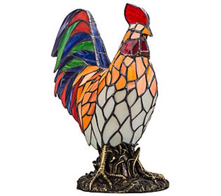 River of Goods 15"H Stained Glass Rooster Lamp