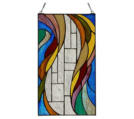 River of Goods 18"H Multi Flowing Stained Glass Window Panel