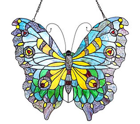 River of Goods 20.5"H Stained Glass Butterfly W indow Panel