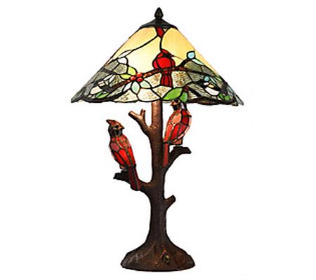 River of Goods 23.75"H Triple-Lit Stained Glass Cardinal Lamp