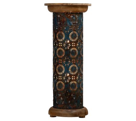 River of Goods 23"H Faux Blue Patina Wood Floor Lamp