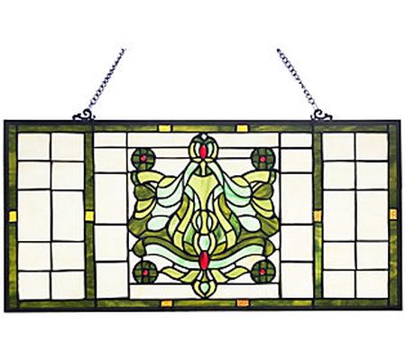 River of Goods 26"W Vintage Stained Glass Windo w Panel