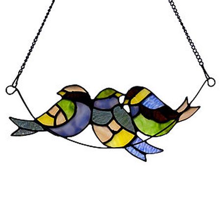 River of Goods 4.5"H Three Birds Stained Glass Window Panel