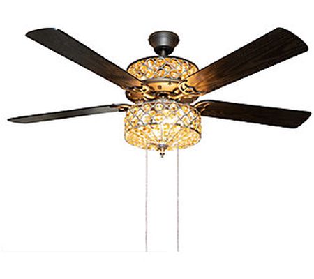 River of Goods 52"W Crystal and Chrome Beaded C eiling Fan